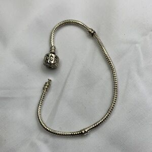 Sterling Silver Snake Pandora Charm Barrel Closure Bracelet - Silver